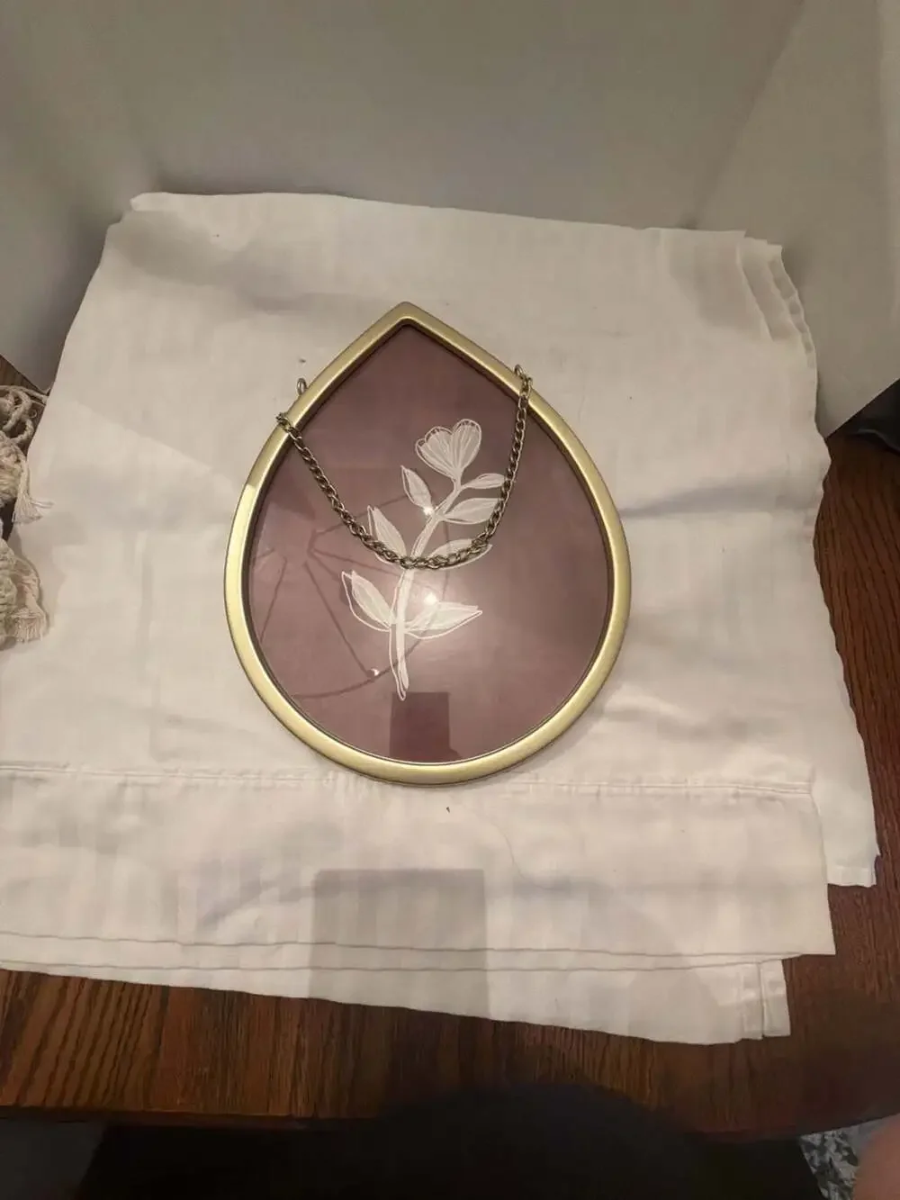 Hobby Lobby Tear Drop Glass Wall Decor with Floral Art